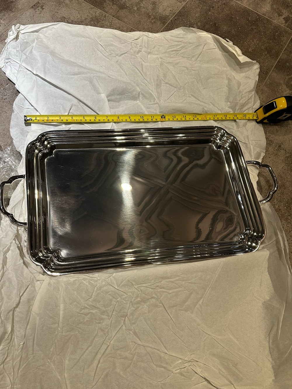 Charter Club Rectangular Silver Plated Tray with Ribbed Edge
